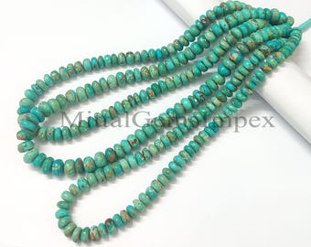 TURQUOISE, Amazing 100% Natural Turquoise Smooth Rondelle Beads, Turquoise Beads, Rondelle beads, Gemstone Beads,16inch,Jewelry making Beads