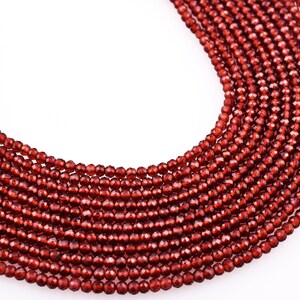 Natural Mozambique Garnet Faceted Rondelle Beads, Natural Mozambique Garnet, 3mm Mozambique Garnet Beads 12.5 Inch, Mozambique Garnet