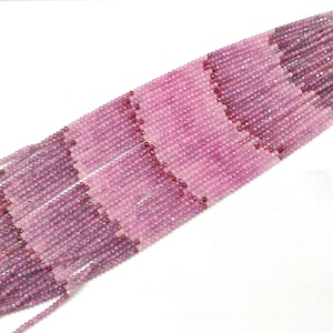 Natural Shaded Pink Sapphire Faceted Beads, Pink Sapphire Rondelle Beads, 3.50mm Precious Pink Sapphire Beads 12.5&quot; Inch,Pink Sapphires