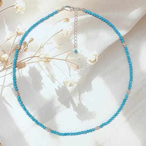 TURQUOISE NECKLACE, December birthstone, Sagittarius Capricorn, gift for her, dainty layering necklace, 3.30mm,16inch,Turquoise Necklace