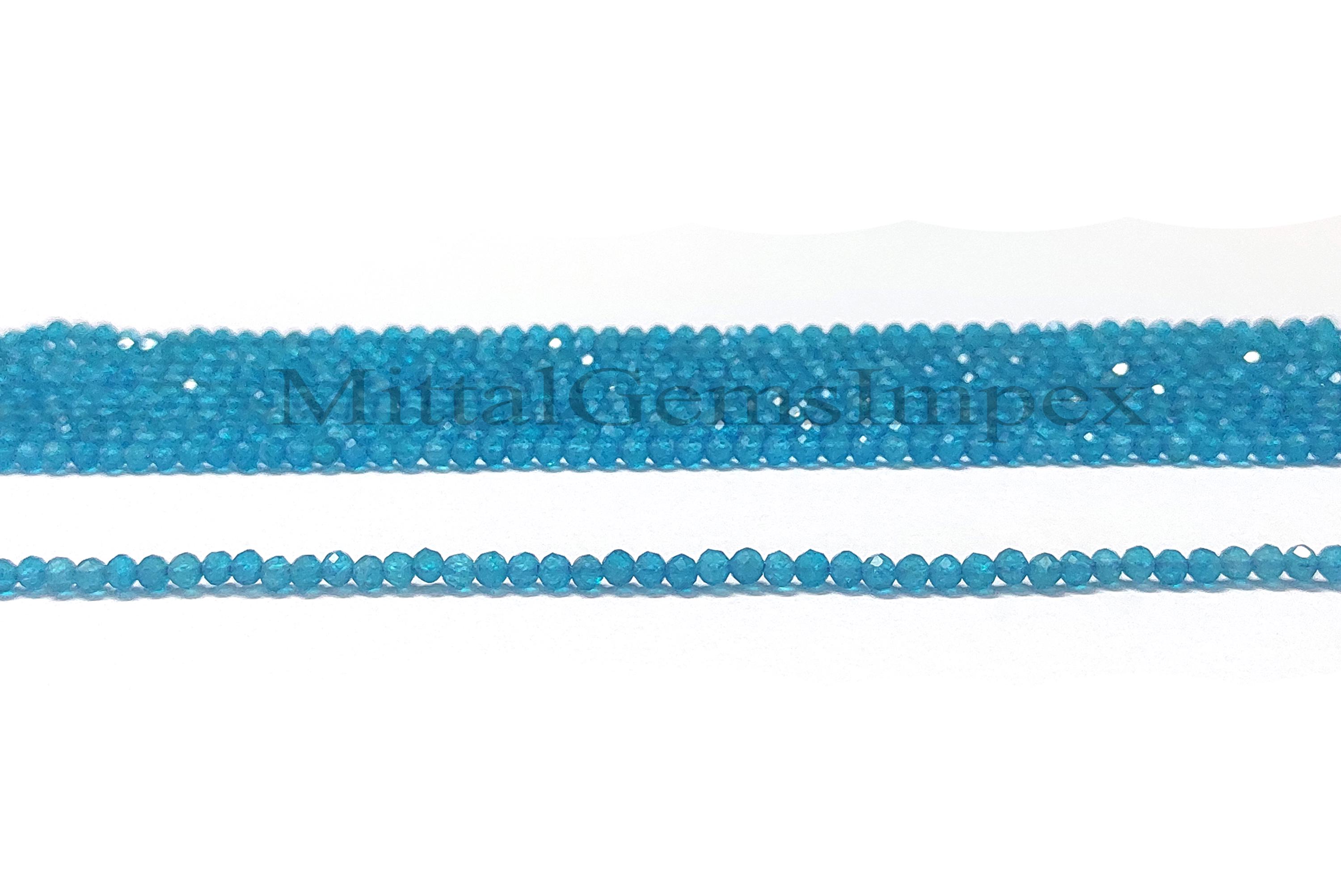 Perles D'Apatite Néon Naturelle Facettées Ronde 2-3 Mm - Qualité AAA, Pour Bijoux DIY