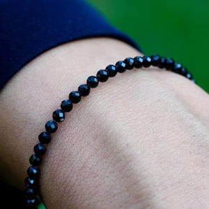 Amazing Natural Black Tourmaline Faceted Round Beads Bracelet, Dainty Bracelet for Women,Bead Bracelet, 8inch(7+1),Ready to wear, Tourmaline