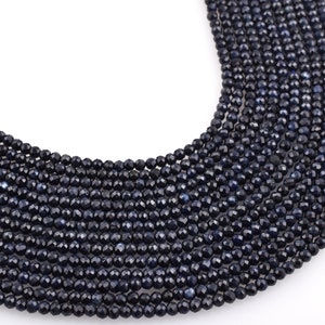 Natural Blue Sapphire Faceted Rondelle, 3mm Blue Sapphire Rondelle Beads, Blue Sapphire Beads, Sapphire Beads, Sapphire Faceted Beads 12.5&quot;