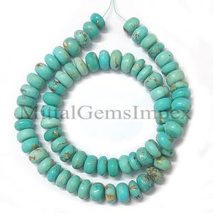 TURQUOISE, Amazing 100% Natural Turquoise Smooth Rondelle Beads, Turquoise Beads, Turquoise Gemstone Beads, Strand, Jewelry Making Beads,16&quot;