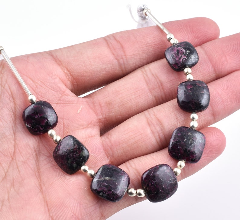 12mm-13mm Eudialyte Beads Eudialyte Handmade Beads Eudialyte Smooth Beads Eudialyte Cushion Shape Beads 7 Pcs Eudialyte Gemstone Beads