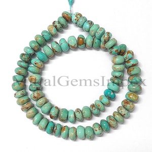 TURQUOISE, Amazing 100% Natural Turquoise Smooth Rondelle Beads, Turquoise Beads, Turquoise Gemstone Beads, Strand, Jewelry Making Beads,16&quot;