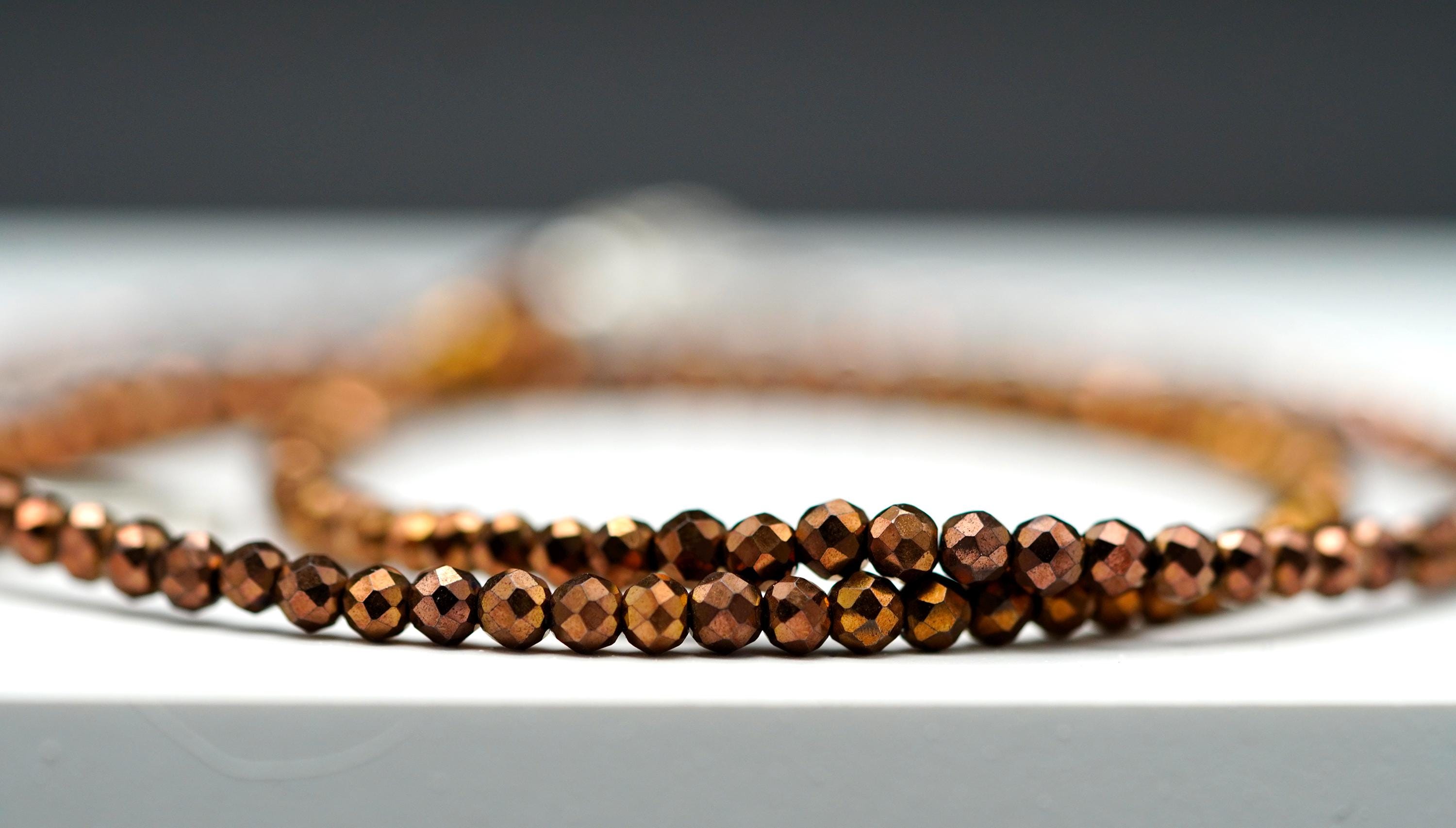 Collier Ras-du-cou Perles Rondes Pyrite Dorée - Argenté Plaqué, Fabriqué En Inde (neuf Sans Boîte)