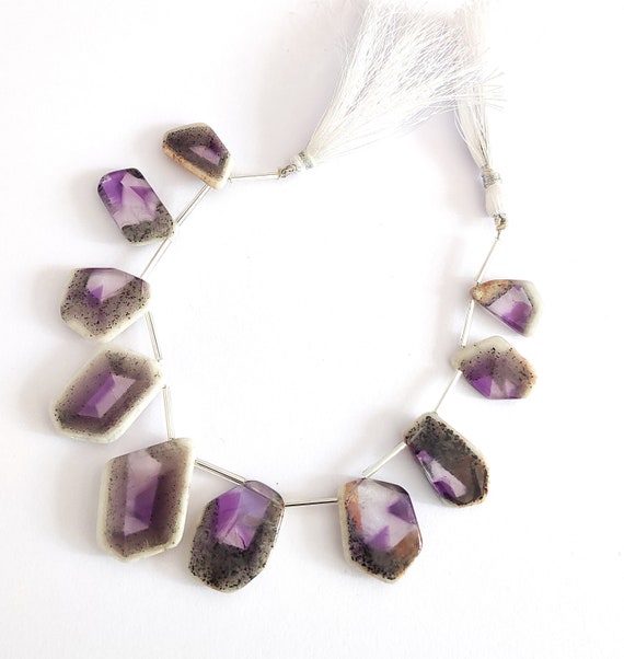 Star Trapiche Amethyst, Natural Amethyst Star Gemstone, Natural Purple Trapiche Amethyst Slice, 10 Pcs Purple Amethyst Star Drilled Gemstone