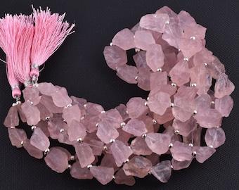 Natural Rose Quartz Gemstone Raw Beads, Rose Quartz Beads, Rose Quartz Rough, Rose Quartz Raw Nuggets beads, Rose Quartz Raw Beads,16"