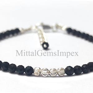 Amazing Natural Black Tourmaline Faceted Round Beads Bracelet, Dainty Bracelet for Women,Bead Bracelet, 8inch(7+1), Ready to wear,Tourmaline