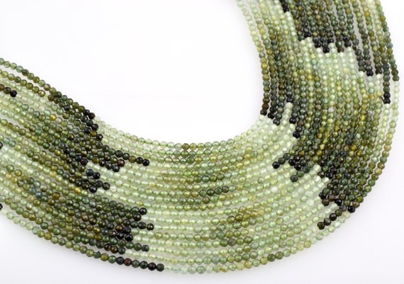 AAA Green Tourmaline Rondelle Faceted Beads, 2-2.5mm Green Tourmaline Semi Precious Gemstone Beads, Tourmaline Jewelry Beads 12.5"