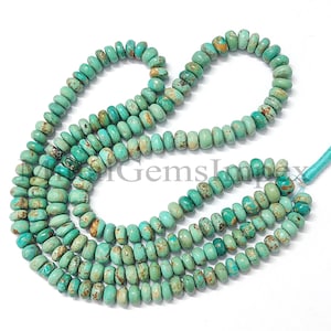 TURQUOISE, Amazing 100% Natural Turquoise Smooth Rondelle Beads, Turquoise Beads, Turquoise Gemstone Beads, Strand, Jewelry Making Beads,16&quot;
