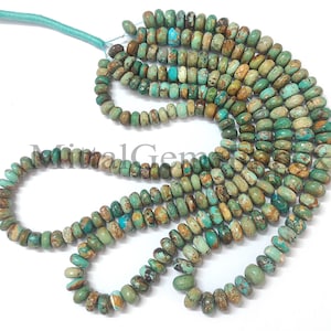 TURQUOISE, Amazing 100% Natural Turquoise Smooth Rondelle Beads, Turquoise Beads, Turquoise Gemstone Beads, Strand, Jewelry Making Beads,16&quot;