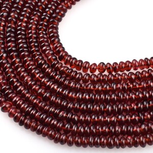 16&quot; Natural Mozambique Garnet Smooth Rondelle Beads,Garnet Plain Beads,Garnet Rondelles Beads,Approx 5mm Garnet Beads,Garnet Smooth Rondelle