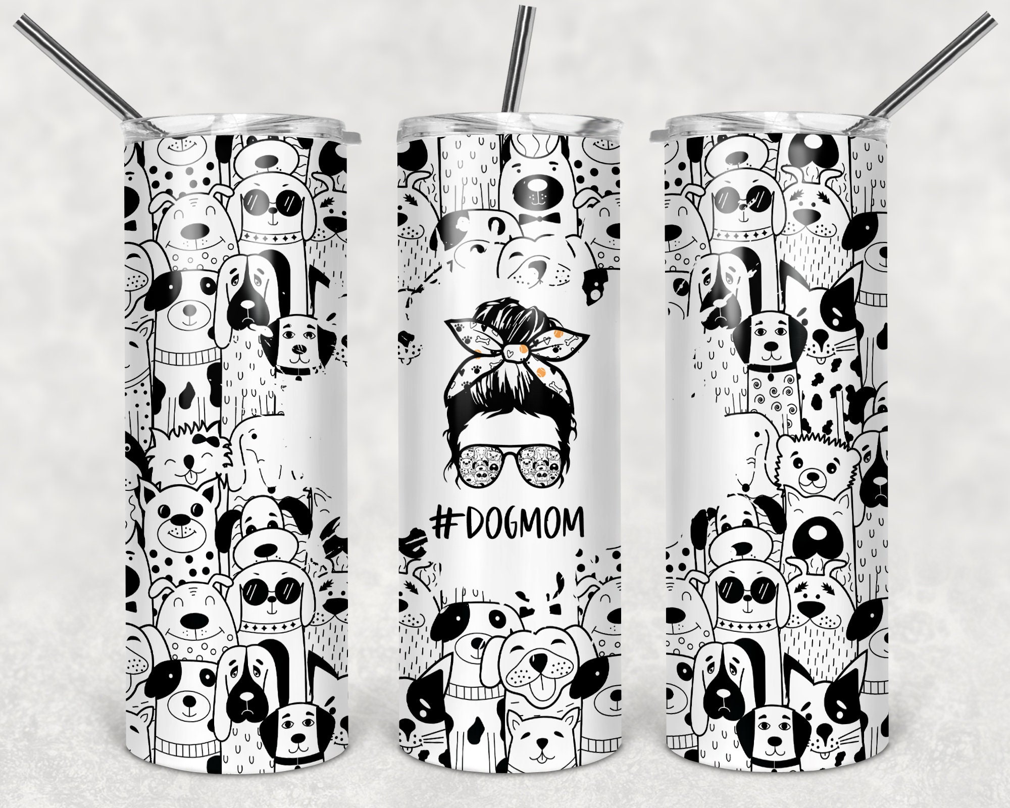 20oz skinny tumbler sublimación diseño perro mamá plantilla Etsy