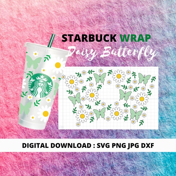 Download Daisy & Butterfly Starbucks cup SVG Full wrap starbucks ...