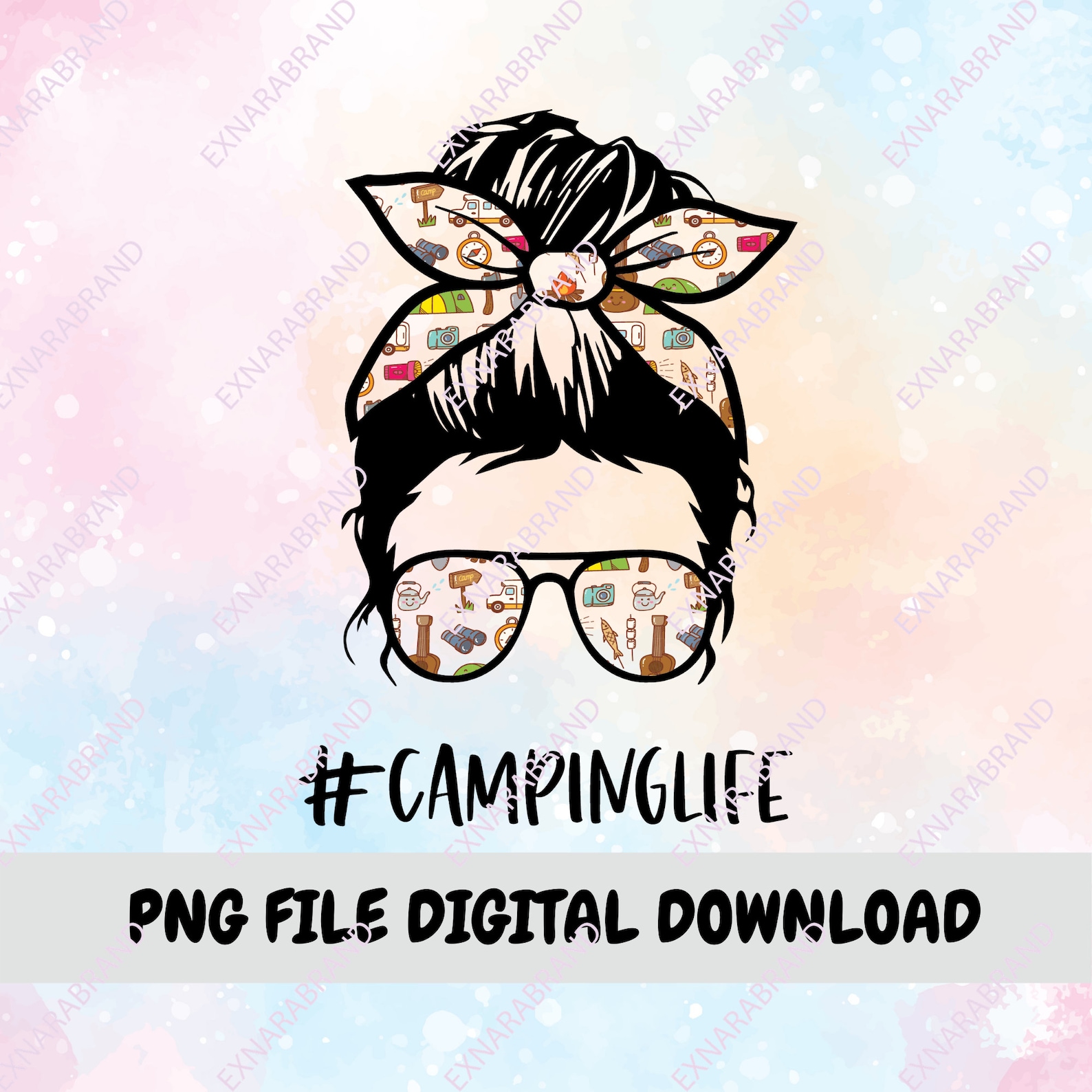 Download Camping Life png Mom life png Messy Bun png Messy Bun | Etsy