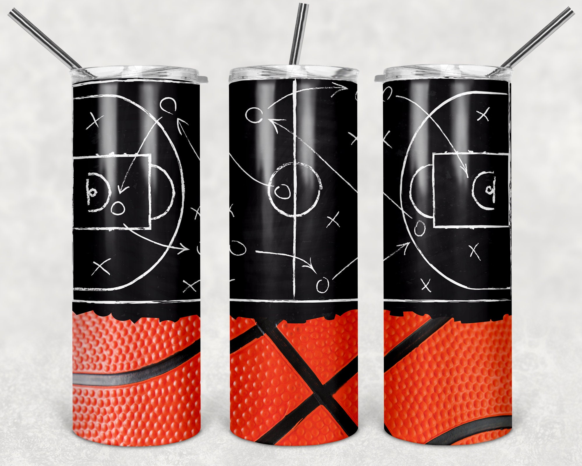 20oz Skinny Tumbler Sublimation Design Basketball Template for Etsy