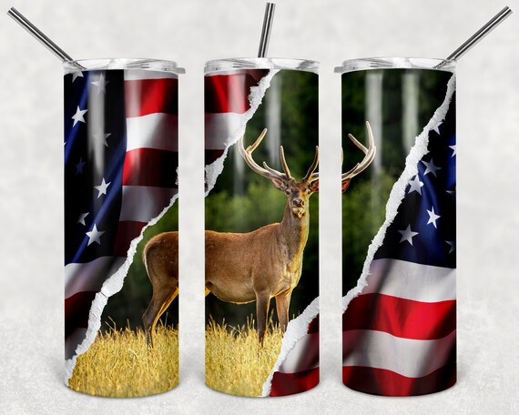 20oz Elk and American Flag Tumbler 20oz Elk and American Flag Tumbler