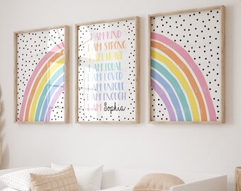 Girls Rainbow Wall Art with Affirmations