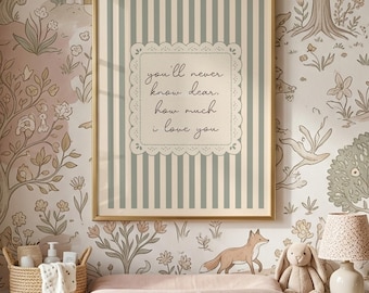Baby Room Wall Art, Sage Cream Quote Poster, Nursery Vintage Style Poster