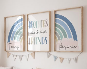 Boys Nursery Prints, Brothers make the Best Friends, Blue, Toddler Wall Art, Playroom Posters, Nursery Prints, Twin Boys Posters, Newborn