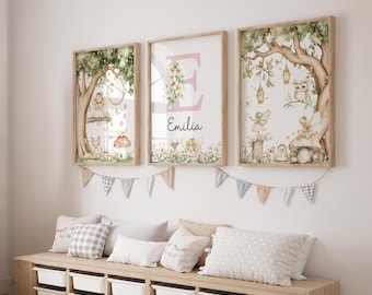 Enchanted Forest Prints, Personalised, Magical and  Whimsical Kids Posters, Little Girls Wall Art