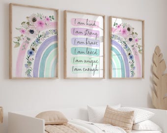 Teen Girls Wall Art, Positive Affirmations