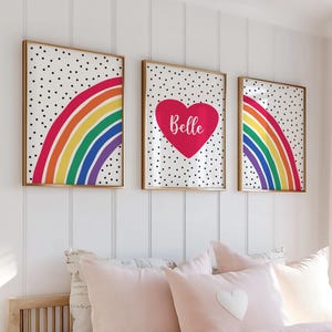 Bright Rainbow Prints, Colourful Bright Wall Art, Baby Room Design, Baby Girl and Boy Posters, Nursery Prints, Gift, Personalised Name