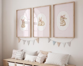 Impressions de lapin pour une chambre de petite fille ou une chambre d'enfant