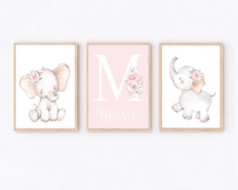 Elephant Nursery Prints, Elephant Decor, Nursery Wall Art, Pink, Baby ...