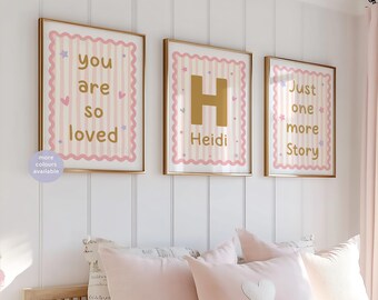 Personalised Baby Girl Nursery Prints – Pink Wall Art Set of 3