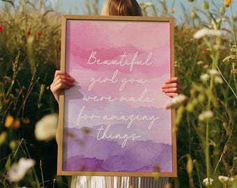 Girls Affirmation Print, Girls Bedroom Decor, Beautiful Girl, Tween Posters