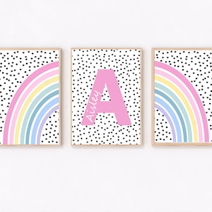 Girls Rainbow Prints, Rainbow Wall Decor, Girls Name Print, Personalised, Pink, Tween Wall Decor, Little Girls Room Ideas