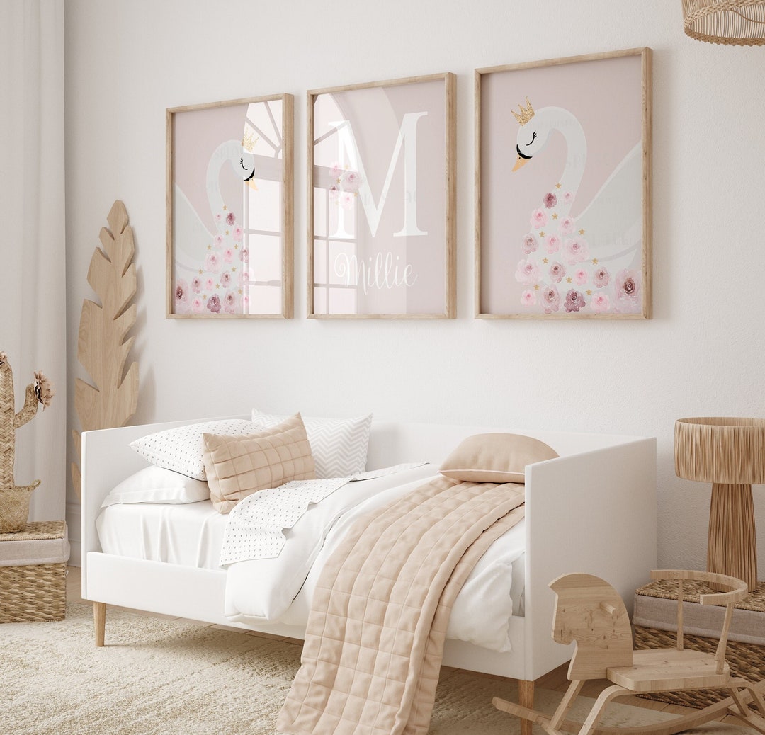 Swan Princess Prints, Swan Nursery Decor, Girls Bedroom Wall Art, Blush ...