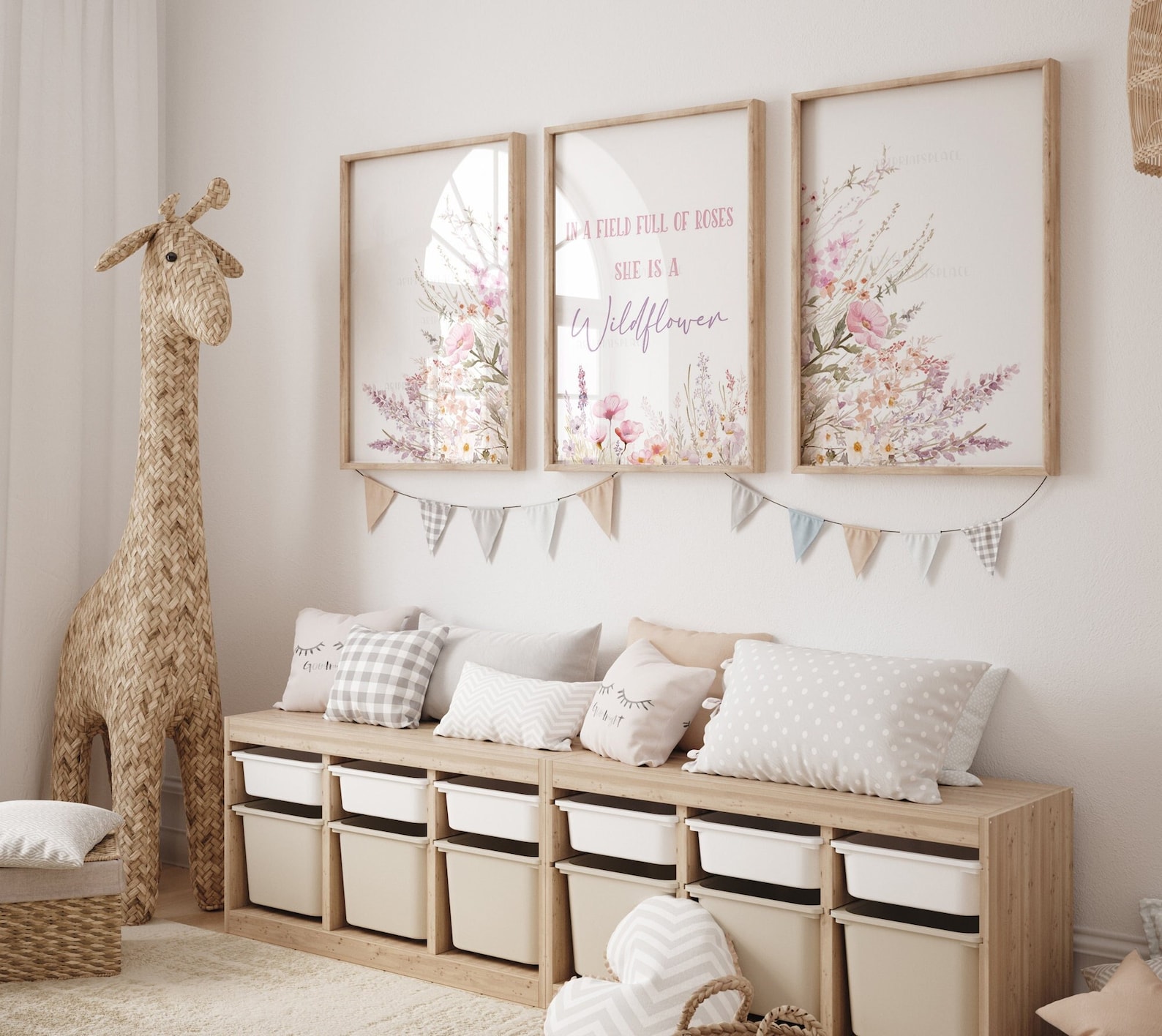 Wildflowers Prints, Baby Girl Nursery, Set of 3, Girls Room, in a Field ...