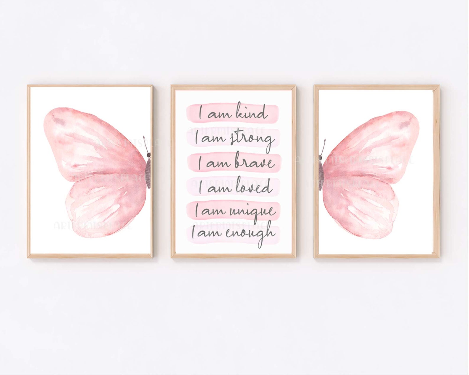 Tween Girls Bedroom Prints Set of 3 Blue Butterfly Wall Art Etsy