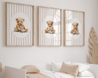 Prints for a Baby Boy Nursery, Teddy Bear Prints, Vintage Nursery Posters, Little Boys Room