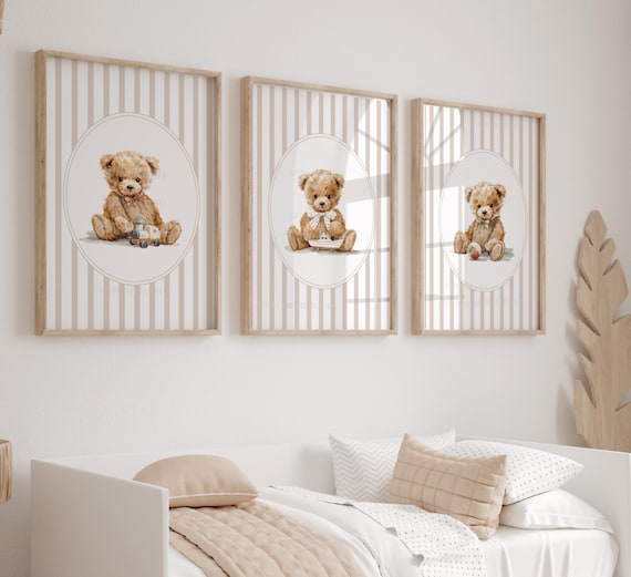 Prints for a Baby Boy Nursery, Teddy Bear Prints, Vintage Nursery Posters, Little Boys Room
