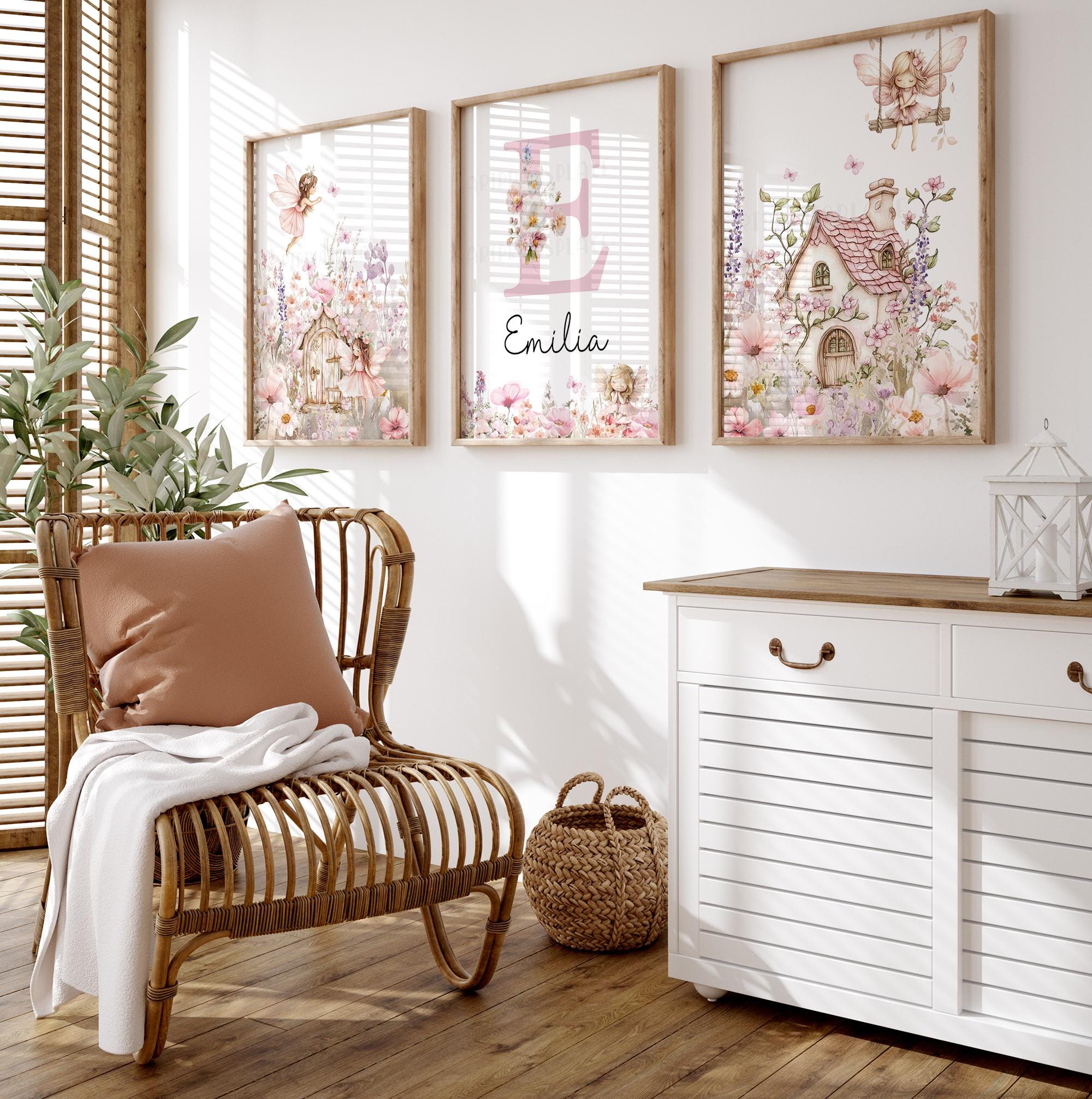 Girls Fairy Nursery Prints, Personalised Name, Girls Nursery, Whimsical ...