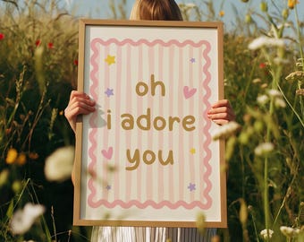 Oh I Adore You Nursery Print, Pastel Kids Bedroom Print, Children’s Room Wall Art, Nursery Decor