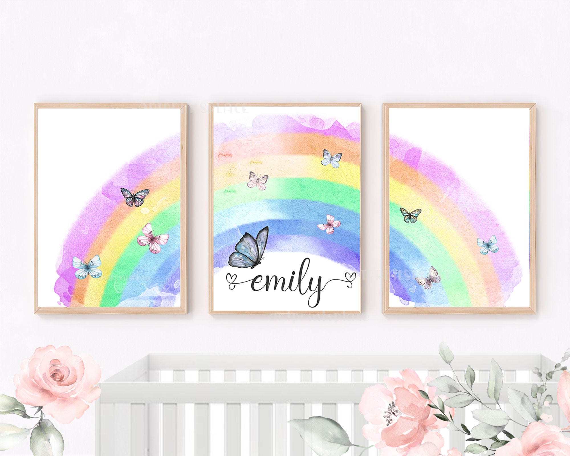 Girls Bedroom Personalised Wall Art Prints Posters A4 Girl Cave Rainbow  Pink