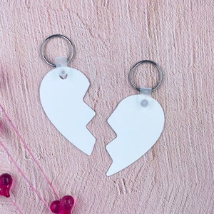 2.73&quot; x 3.18&quot; Gloss White Unisub Aluminum Sublimatable Two-Part Heart Keychain/Sublimation Blank/Sublimation Key Chain/Heart Key Chain