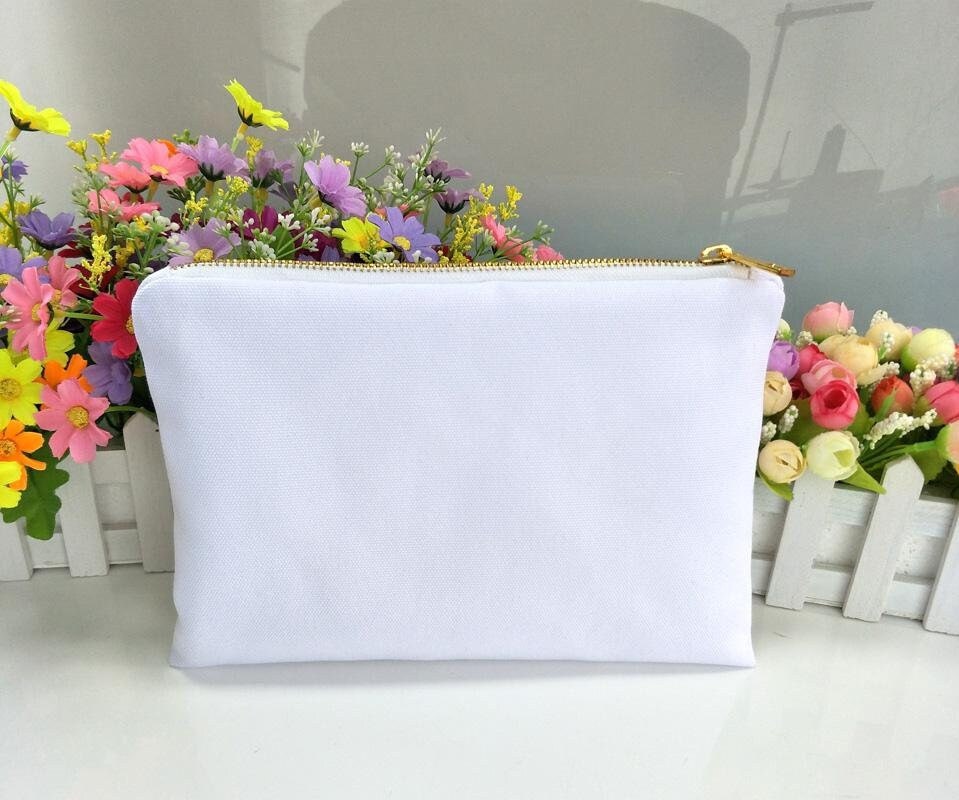 White Poly Canvas Makeup Bag for Sublimation//sublimation Makeup Bag//  Sublimation Blank//makeup Blank//sublimation Blank//cosmetic Bag 