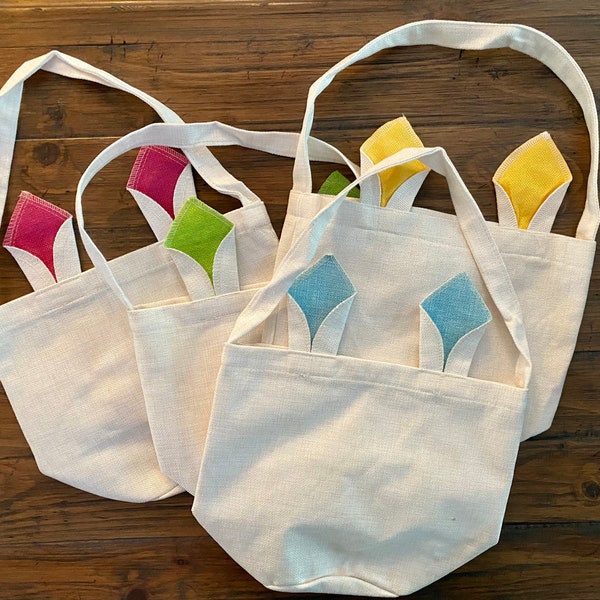 Linen Sublimation Easter Basket Blank: Bunny Ears, 9x12