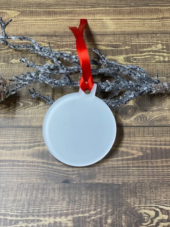 Sublimation Acrylic Ornament Blank: Circle With Red Ribbon