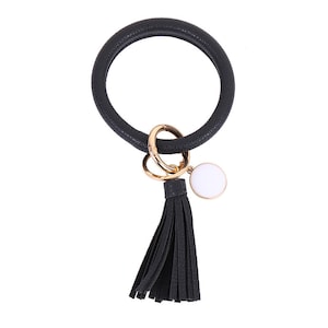 Leather tassel keychain blank, Solid Color Leather wrist sublimation keychain blank, keychain blank, Sublimation, Bangle Bracelet