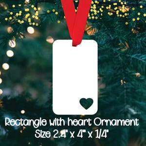 Rectangle Heart Acrylic Sublimation Ornament Blank (2.4" x 4")