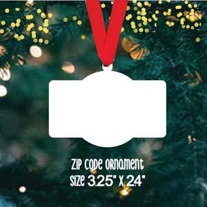 Pusta ozdoba świąteczna z kodem pocztowym: sublimacja akrylowa (3,25 x 2,4 cala)