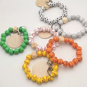 Wooden Beads Bracelet, Laser Blanks, Laser Engraving Blanks, Glowforge Blanks, Engrave, Wood Blanks,Sports, Balls,Softball Baseball Print